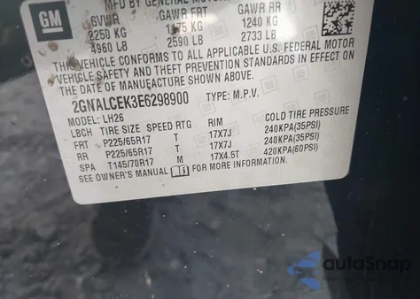 2014 Chevrolet Equinox 2Lt z USA, uszkodzony, nr VIN 2GNALCEK3E6298900